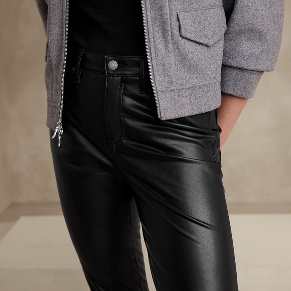 New Banana Republic VEGAN LEATHER HIGH-RISE SLIM PANT NWT - Picture 2 of 4